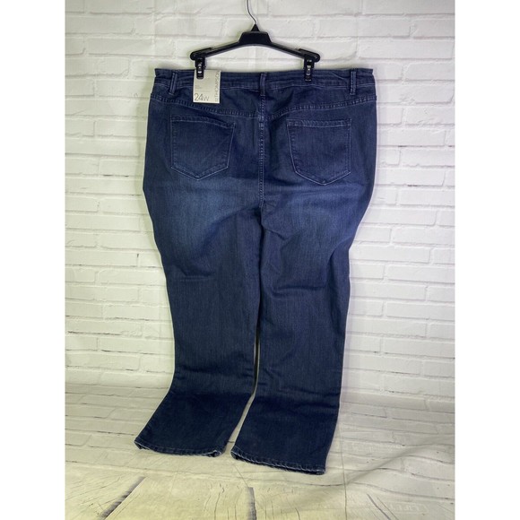 NEW 12 Thompson High Waisted Denim Jeans Dark Wash Stretch Womens Plus Size 24W - Picture 2 of 10